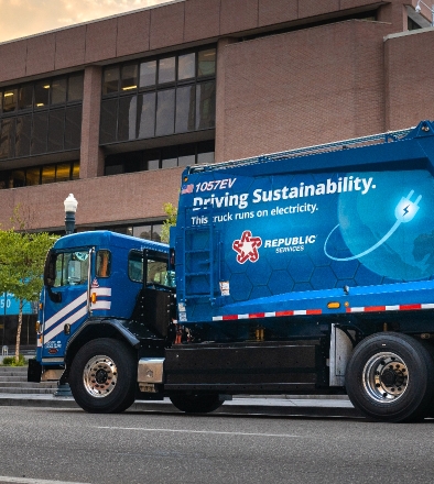 Blue Electric Truck from Republic Services
